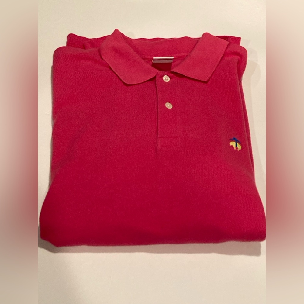 Brooks Brothers Men’s Hot Pink Short Sleeve Pique Cotton Logo Shirt Top Size L